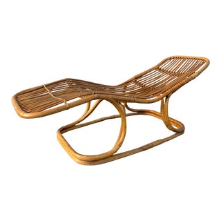 Tito Agnoli Attributed Rattan Chaise Lounge For Sale
