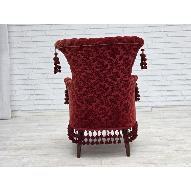 Danish Armchair in Velour with Beech Legs, 1950s For Sale - Image 10 of 18