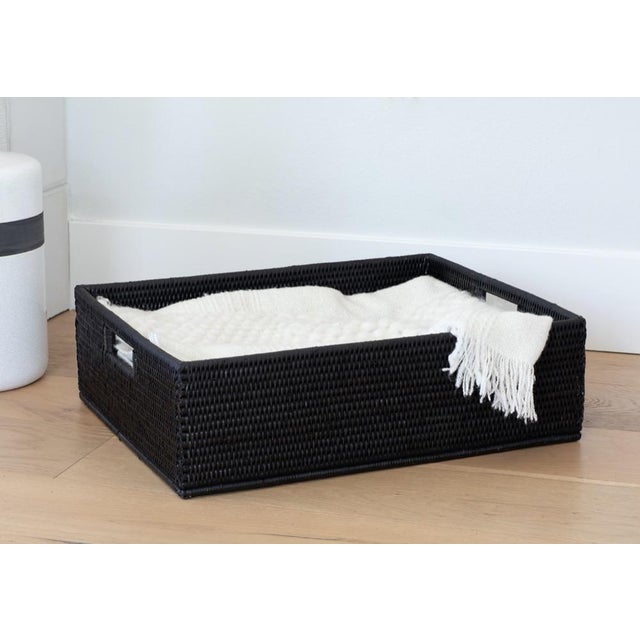 Artifacts Rattan Rectangular Storage Basket in Tudor Black - 20" For Sale - Image 9 of 11