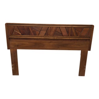 Mid-Century Brutalist Walnut Queen Headboard For Sale