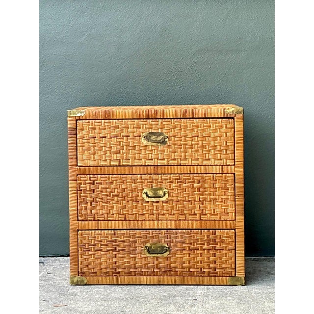 Chocolate Vintage Woven Rattan Chest of Drawers For Sale - Image 8 of 11