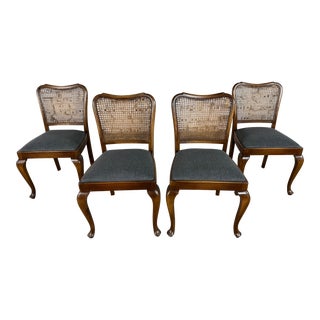 Reupholstered Provincial Louis XV Style Dining Chairs by Lubke - Set of 4 For Sale