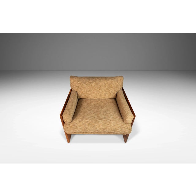 Mid-Century Modern Early Low Profile Lounge Chair & Ottoman Set by Adrian Pearsall for Craft Associates in Original Tweed Fabric, Usa, Circa 1960s For Sale - Image 3 of 12