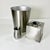 This contemporary bathroom accessory set includes a wastebasket, tissue box cover and a drinking cup which can also be...