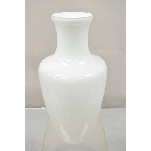 Late 20th Century Vintage Modern Large White Cased Blown Glass Floor Vase Vessel For Sale - Image 5 of 8