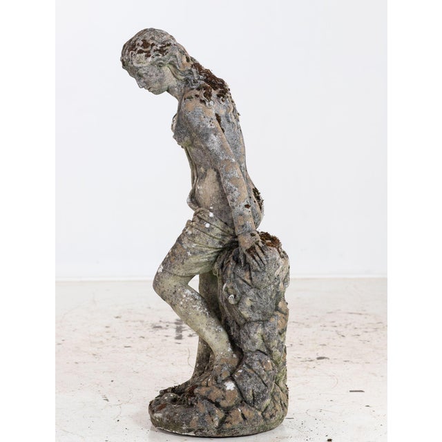 Composite Stone Weathered Garden Statue of Maiden or Goddess, England Mid 20th C. For Sale - Image 9 of 18