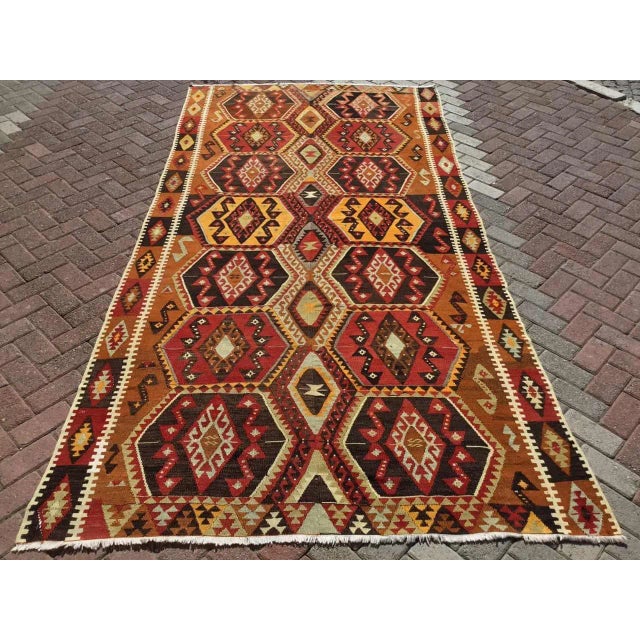 Vintage Turkish Kilim Rug - 134" X 66" For Sale - Image 11 of 11