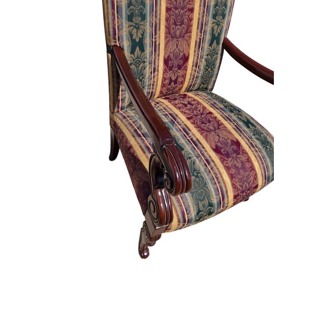 1990s Hickory Chair Co. Armchair Gainsborough Regency Bergere Lounge Louis XV Mahogany For Sale - Image 13 of 15