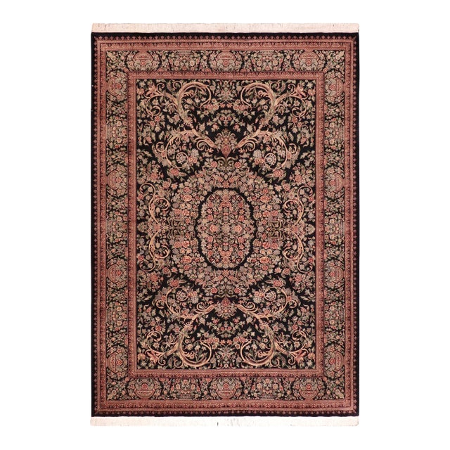Art Nouveau 1990's Tamour Pak-Persian Black/Beige Wool Rug - 8'0'' X 10'4'' For Sale