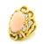 Modern Vintage Italian Angel Skin Coral and Diamond Cocktail Ring in 18k Yellow Gold, Size 9 For Sale - Image 3 of 15