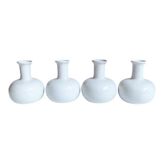 Petite White Ceramic Weed Pot Bud Vases by Dansk - Set of 4 For Sale