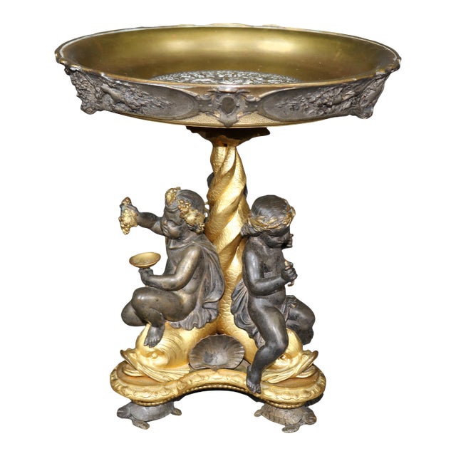 Late 19th Century Napoleonic Patinated and Gilt Bronze Centerpiece by Auguste Delafontaine For Sale