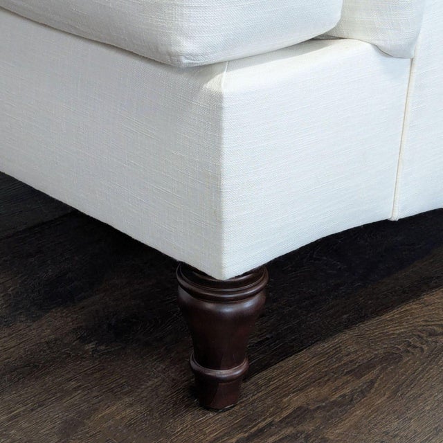 Textile Pottery Barn Classic White Lounge Chair – Comfortable Upholstered Armchair For Sale - Image 7 of 9