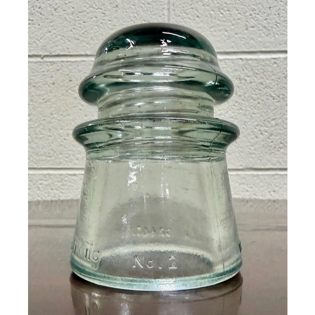 Antique Armstrong Aqua Tinted Glass Electrical or Telephone Insulator For Sale In Kansas City - Image 6 of 7
