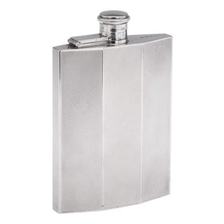 Vintage English Silver Hip Flask, Birmingham, 1948 For Sale
