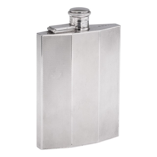 Vintage English Silver Hip Flask, Birmingham, 1948 For Sale