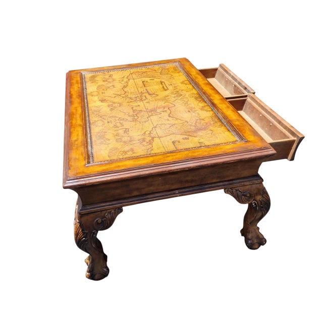 1970s Stunning Classic World Map Coffee Table That Blends Timeless Elegance With Global Adventure. For Sale - Image 4 of 11
