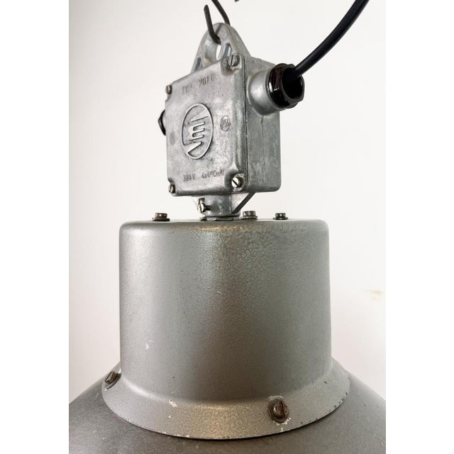 Gray Industrial Grey Hammer Paint Pendant Lamp from Elektrosvit, 1960s For Sale - Image 8 of 18