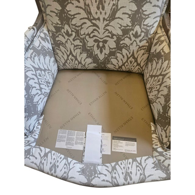 Ethan Allen Versailles Bergere Lounge Chair Living Room Armchair Damask Print B For Sale - Image 15 of 15