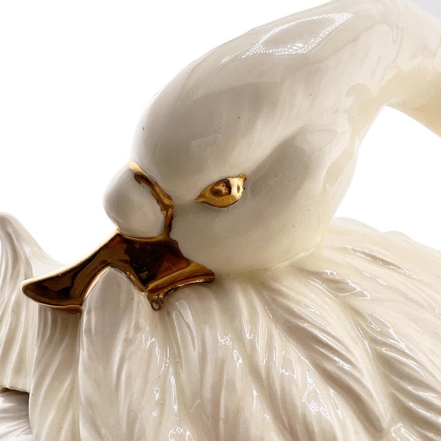 Ceramic Vintage Ceramic Italian Swan Tureen With White Ladle and Lid - Hollywood Regency For Sale - Image 7 of 10