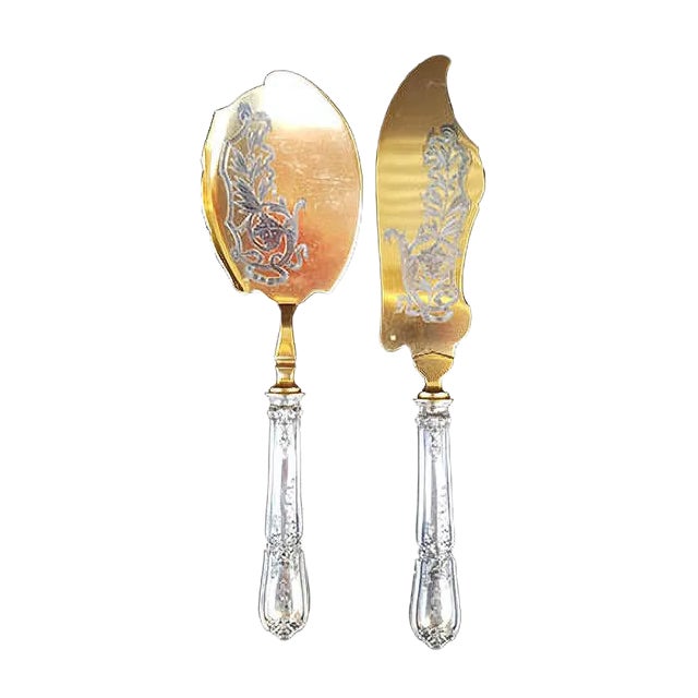 Ice Cream Serving Implements with Silver Handles, 1890s, Set of 2 For Sale