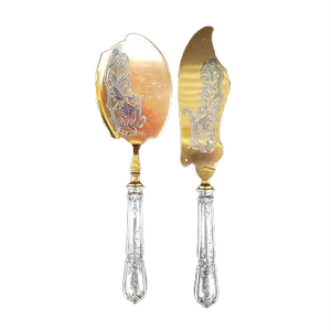 Ice Cream Serving Implements with Silver Handles, 1890s, Set of 2