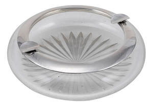 20th Century German Silver & Cut Glass Cigar Ashtray, 1910s