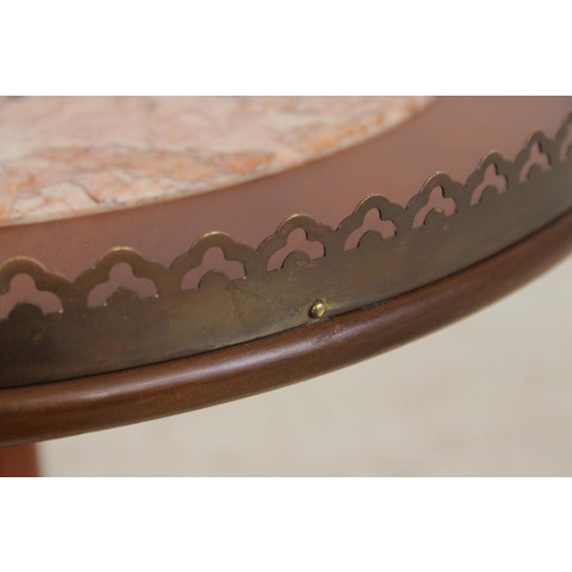 Wood Vintage French Mahogany Pedestal Table W. Inset Marble Top For Sale - Image 7 of 9
