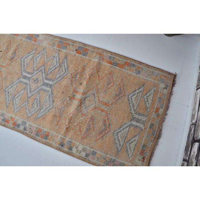 Vintage Turkish Rug, Japandi Style Geometric Runner For Sale In Phoenix - Image 6 of 10