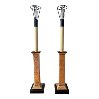 1980s Art Deco Style Lacquer Console Table Lamps - a Pair For Sale