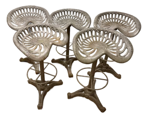 Late 19th Century Baker & Hamilton Cast Iron Bar Stools (Set of 5)