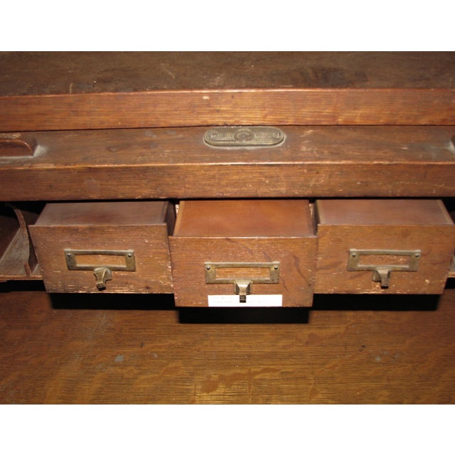 Antique Roll Top Quarter Sawn Oak Wooden Desk For Sale - Image 10 of 15
