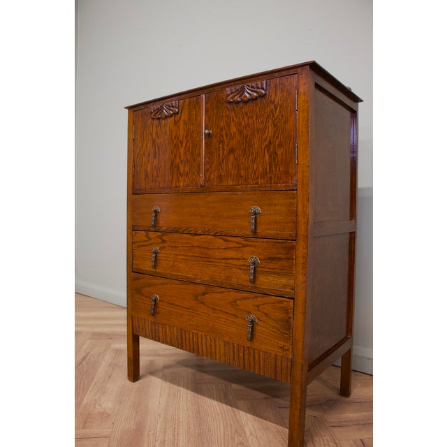 Wood Art Deco Oak Tallboy, 1930s For Sale - Image 7 of 15