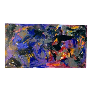 Blue Abstract by Erik Sulander Acrylic on Wood 48 X 26 Original For Sale