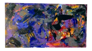 Blue Abstract by Erik Sulander Acrylic on Wood 48 X 26 Original
