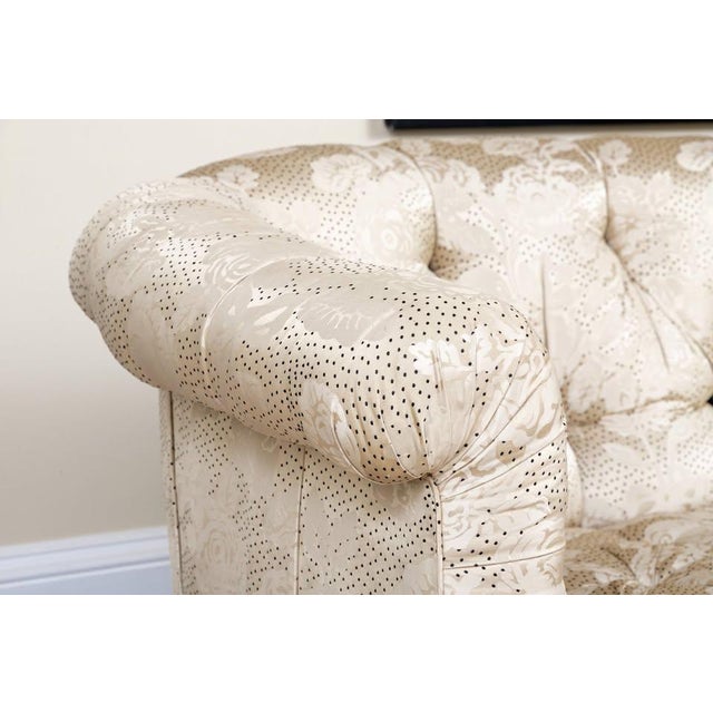 Gold Vintage Classic Tufted Silk Loveseat For Sale - Image 8 of 10