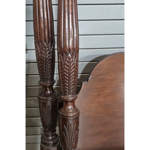 Mahogany Rice Carved King Size Four Posts Bed Frame For Sale - Image 4 of 8