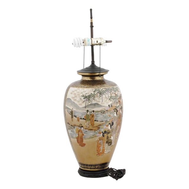 19th Century Japanese Meiji Period Satsuma Vase Fitted as Table Lamp For Sale