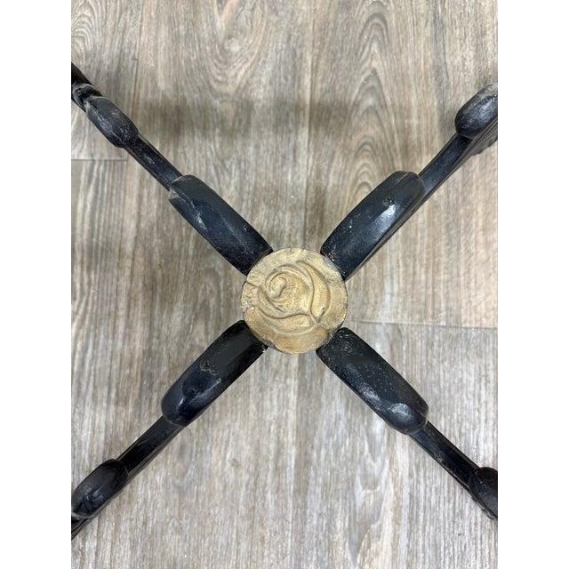 Metal Vintage Hollywood Regency Style Wrought Iron and Glass Center Breakfast Table For Sale - Image 7 of 12