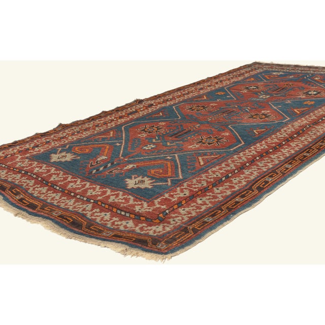 79759 Antique Caucasian Kazak Rug, 03'06 x 05'08. The Guardian's Circle: A Late 19th Century Caucasian Kazak Masterpiece...