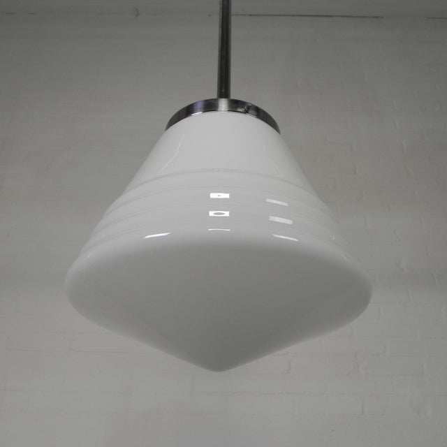 Art Deco Pendant Lamp with Opaline Glass Shade, 1930s For Sale - Image 11 of 15