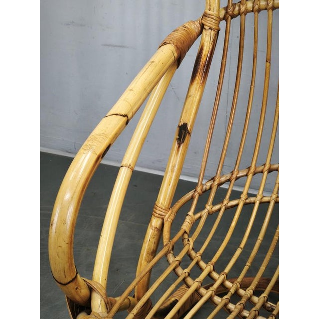 Vintage Italian Rattan Lounge Chair by Tito Agnoli, 1950s For Sale - Image 9 of 16
