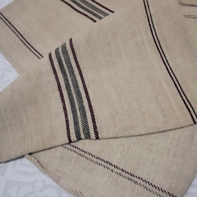 Antique European Woven Linen Textile Grain Sack With Stripes — 21" X 51" For Sale In Las Vegas - Image 6 of 8