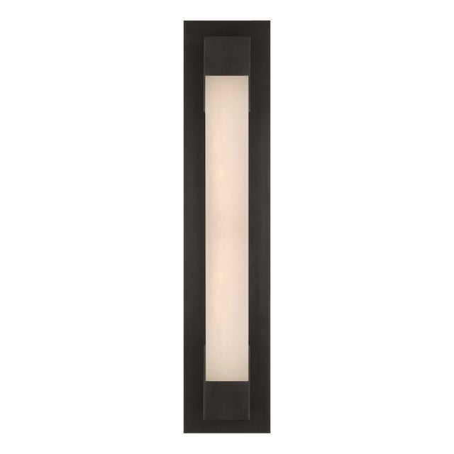 Kelly Wearstler for Visual Comfort Signature Covet 21" Bracketed Bath Light in Bronze with Alabaster For Sale