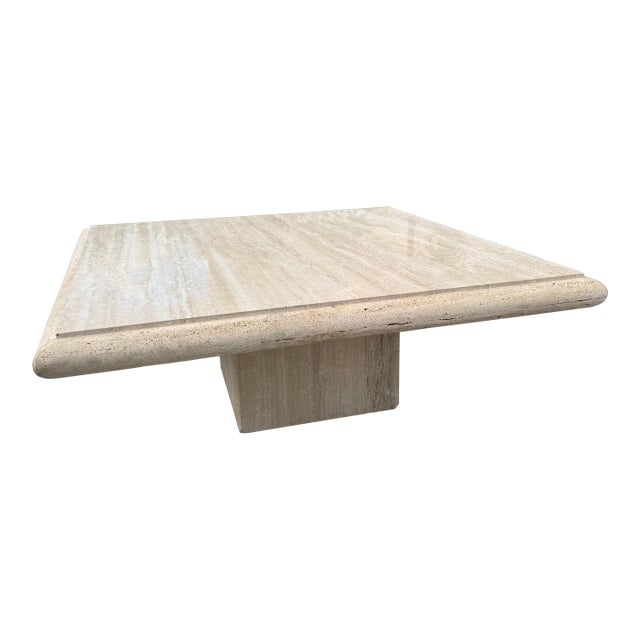 Vintage Italian Travertine Coffee Table by Stone International For Sale