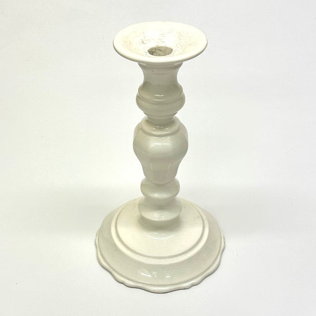 Eclectic Creamy White Ceramic Candle Holder Curation - Group of 5 For Sale - Image 4 of 12