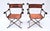 A striking pair of folding forged iron and leather chairs with exposed saddle stitching of the most substantial quality...
