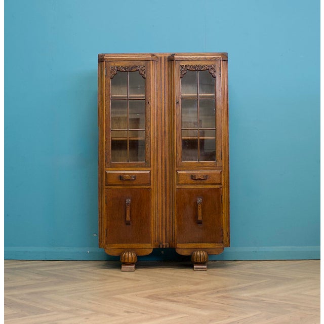 Art Deco Display Cabinet in Glazed Oak, 1930s For Sale - Image 11 of 11