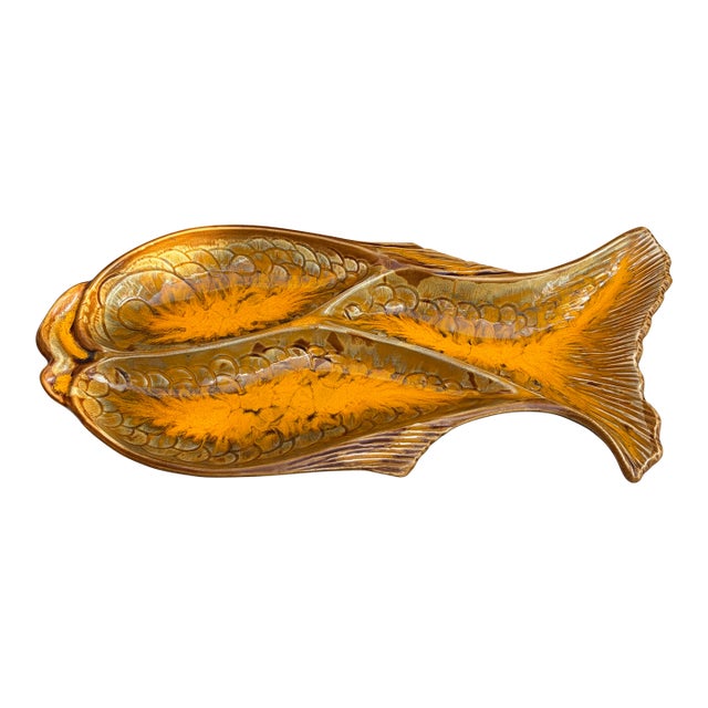 Mid-Century Modern Ceramic Pottery Fish Server Platter by California Originals For Sale