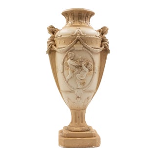 Marwal Industries Chalkware Greek Roman Cherub Urn Vase, 21" For Sale